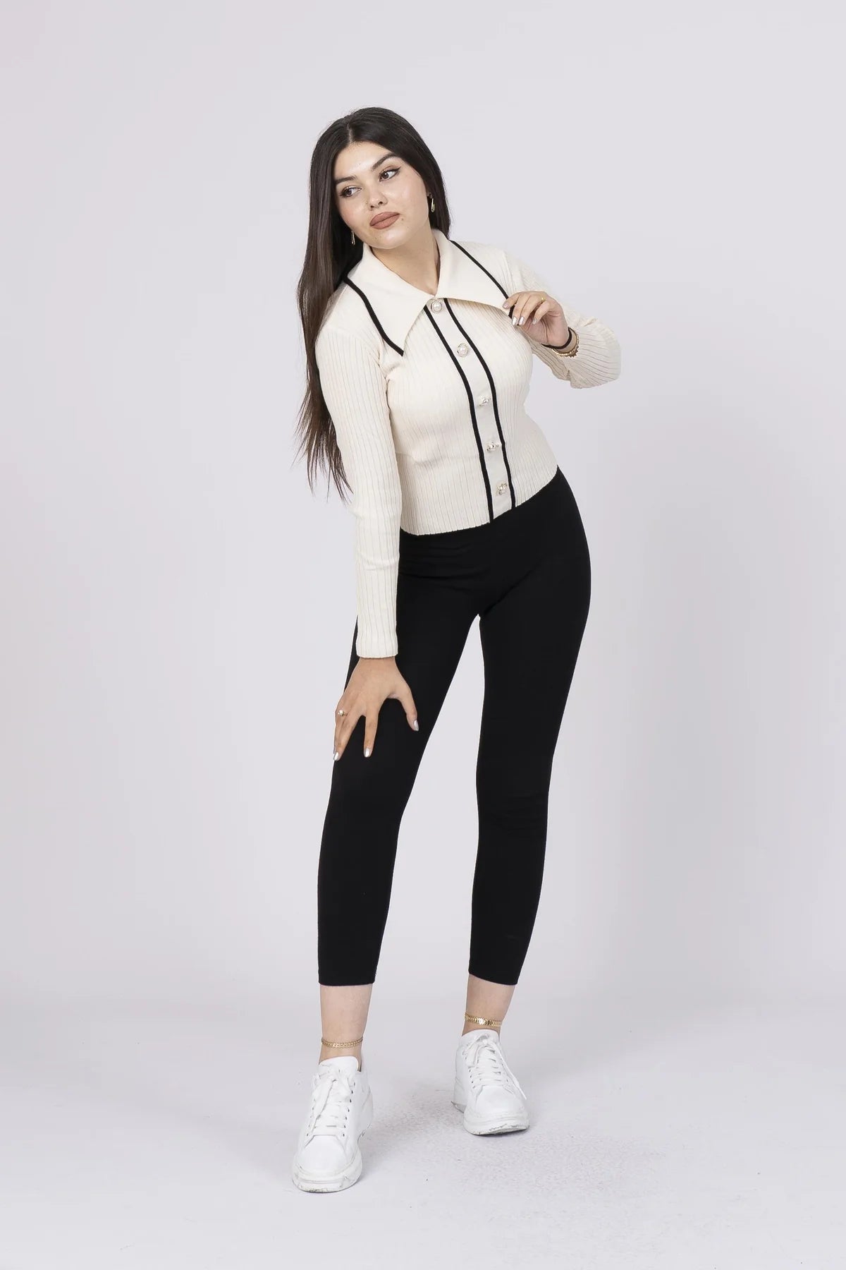 104 Trend Perla Düğmeli Kazak